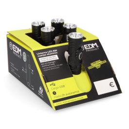 Edm Mini Linterna LED Nano Vortex, Aluminio, 8W 450 lm, Recargable USB C, Cabezal Direccionable 90°, Base Magnética, IP44