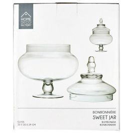Home Deco Factory Bombonera de Vidrio con Pie, Diámetro 20 cm