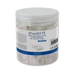 Ewent IM1205 Conector RJ45 Cat.6 U/UTP para Cable Redondo (100 Unidades)