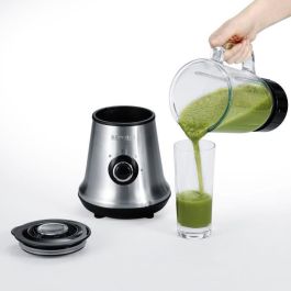 Severin SM3734 Licuadora 500W, 1L Recipiente Vidrio Extraíble, 22.000 rpm, 2 Velocidades + Pulso, Pica Hielo, Acero Inoxidable / Negro