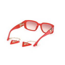 Guess Gafas GU7891 66F 140 mm Gafas de Sol Rectangulares Mujer Rojo Brillante Marrón Degradado Plástico Lujo
