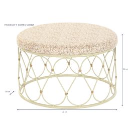 DKD Home Decor Mesa Centro Boho Natural Crema Ratan Metal 48 x 30 x 48 cm