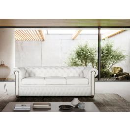 Giner Y Colomer Sofá Chester 3 Plazas Piel Natural Blanco