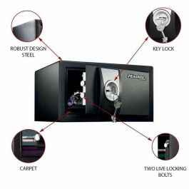 Master Lock Caja fuerte con llave de acero sólido 9.9 L con 2 pasadores de acero y sistema de doble broca, protección antirrobo.