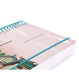 Agenda Espiral Liderpapel Santorini A6 2025 Dia Pagina Atardecer Rosa Papel 60 gr