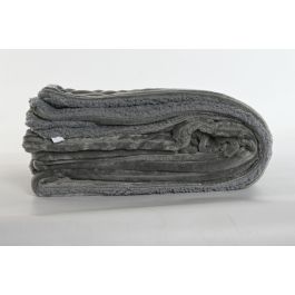 DKD Home Decor Manta Alpino Poliéster Borreguito Gris Oscuro 200x150 cm 260 gsm