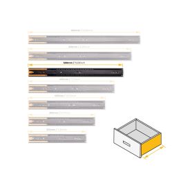 Emuca Lote de 5 juegos de guías para cajones, de bolas, altura 45mm, profundidad 500mm, extracción total, cierre suave, Negro
