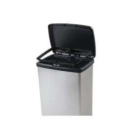 Cep Elite Contenedor de Basura con Pedal, 2 Compartimentos, 50 Litros, Color Plata, Hecho con 80% PP Reciclado, 390x288x654 mm