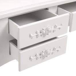 Tocador Blanco Con Taburete Y Luces Led Glow Versa 40X144CM Tocador Blanco Con Taburete Y Luces Led Glow Versa 40X144CM