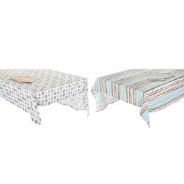 DKD Home Decor Mantel de Algodón Urban Azul Celeste Gris 250x150 cm Set de 9 (2 Unidades) para 160 personas