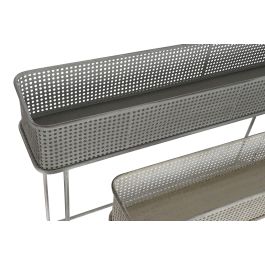 DKD Home Decor Macetero Vintage Gris Blanco Metal 22 x 70 x 100 cm Set de 2