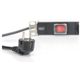 Digitus Regleta de enchufes 7 tomas con interruptor, perfil de aluminio, cable de 2m, color negro