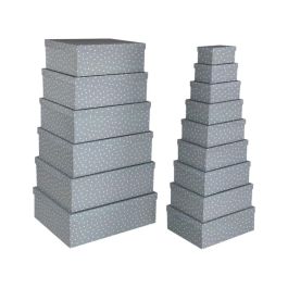 Juego de Cajas Decorativas Versa Gris Cartón Flores (15 Piezas) Juego de Cajas Decorativas Versa Gris Cartón Flores (15 Piezas)