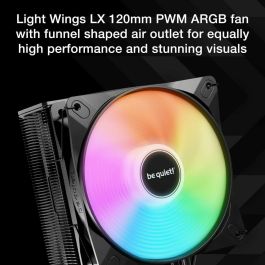 be quiet! Pure Rock 3 LX - Disipador de CPU de aire, 4 tubos de calor, 120mm PWM, TDP 190W, compatibilidad LGA 1851/1700/1200 & AM5/AM4, iluminación LED multicolor, Negro
