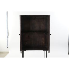 DKD Home Decor Aparador Moderno de Mango y Metal Marrón Oscuro y Negro, 2 Puertas, 1 Estantería 43x84x153.5 cm