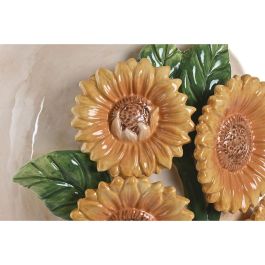 DKD Home Decor Jarrón Shabby Amarillo Beige Cerámica 26 x 34 x 26 cm Detalle Girasol