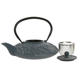 DKD Home Decor Tetera Oriental Azul Blanco Hierro Fundido Inox 800ml Apta Lavavajillas y Gas (2 Unidades)