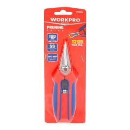 Workpro Tijeras de Poda Punta Recta Acero 3cr13 Corte Máximo Ø12 mm 160 mm