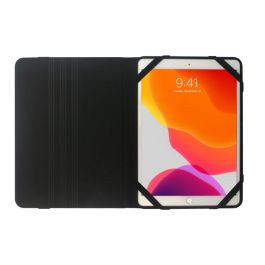 eSTUFF Funda Universal FRESNO para Tablets 9-10.1" de Cuero PU Negra, sujeción con banda de goma para fácil inserción