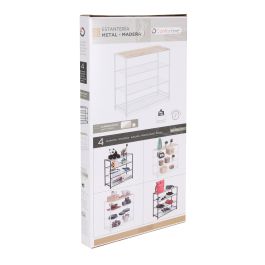 Confortime Estanteria 4 Niveles Metal-Madera Negra 32 x 65 x 8 cm
