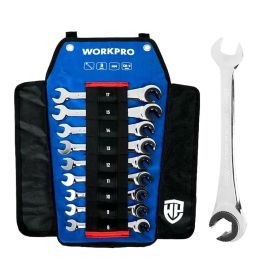 Workpro Llaves Mixtas con Carraca Abierta, Juego 9 Piezas Cromo Vanadio 8-18 mm, 72 Dientes con Funda Workpro Llaves Mixtas con Carraca Abierta, Juego 9 Piezas Cromo Vanadio 8-18 mm, 72 Dientes con Funda Precio: 137.50000044. SKU: B1BNL55JC7