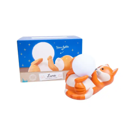 Wondee Lampara Luna The Cat, Luz de Ambiente Acogedora con Forma de Ovillo de Lana, 15.5 x 10 x 11.5 cm