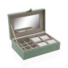 Caja-Joyero Versa Verde Poliéster Cartón Espejo 16 x 7,8 x 25 cm