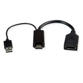 ROLINE 12.03.3147 Cable HDMI a DisplayPort v1.2 Macho/Hembra 0,15m USB