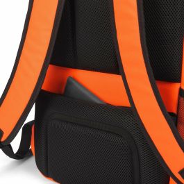 Dicota P20471-18 Mochila HI-VIS Base 24L Naranja con Compartimento Portátil, rPET y Elementos Reflectantes para Niños y Niñas