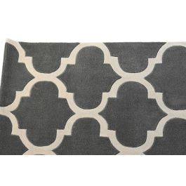 DKD Home Decor Alfombra Árabe Étnica Gris Crema 100% Poliéster 1800 gsm 230x160x2 cm Lavado en Seco
