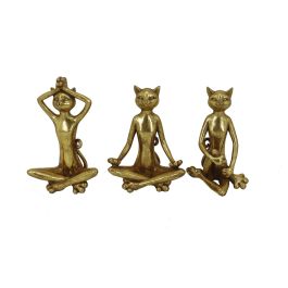 DKD Home Decor Figura Gato Yoga Resina Dorado 12 x 24 x 15 cm (6 Unidades)