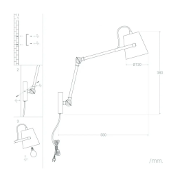 Aplique "Le Havre" SKD-W1014 Aplique de Pared Orientable para Interior Salones Dormitorios Cocinas