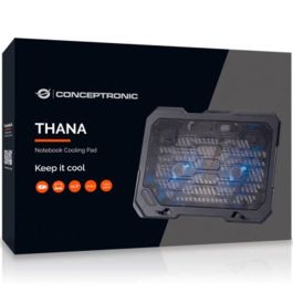 Conceptronic Base Refrigeración para Portátiles con 2 Ventiladores Ultrasilenciosos, Ajuste de Altura, hasta 15.6"