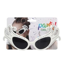 Gafas Blancas con Brillantes para Mujer Adulto - Carnaval, Disfraces de Diva y Estrella