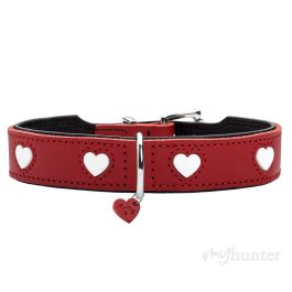 Hunter Collar Love, Cuero Vacuno con Corazones Cosidos, Robusto y Suave XS-S Cuello 30-34 cm Ancho 2.6 cm Rojo-Negro Hunter Collar Love, Cuero Vacuno con Corazones Cosidos, Robusto y Suave XS-S Cuello 30-34 cm Ancho 2.6 cm Rojo-Negro