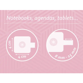 Antartik Portaboligrafos Autoadhesivo Rosa PU 40x40 mm con Banda Elástica