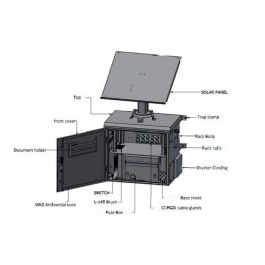 Logon RCCTV007 Kit de Poste Solar para Armario Rack CCTV Mural/Poste 12U IP66 con Soporte Ajustable para Panel Solar