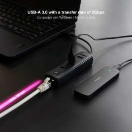 Nanocable 10.16.4604 Concentrador Hub USB 3.0 Plug & Play con 3 Puertos USB-A 3.0 (5Gbps) y Ethernet RJ45 Gigabit (1000Mbps) Negro Nanocable 10.16.4604 Concentrador Hub USB 3.0 Plug & Play con 3 Puertos USB-A 3.0 (5Gbps) y Ethernet RJ45 Gigabit (1000Mbps) Negro