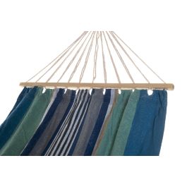 DKD Home Decor Hamaca de Jardín y Terraza Algodón Azul 100 x 200 cm Rayas Hecha a Mano hasta 120kg
