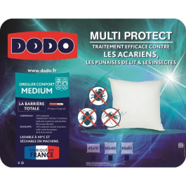Dodo Almohada MULTIPROTECT 65 x 65 cm Tratada contra chinches e insectos Fibra hueca de silicona Thermolite® Protect Control Medio cómodo
