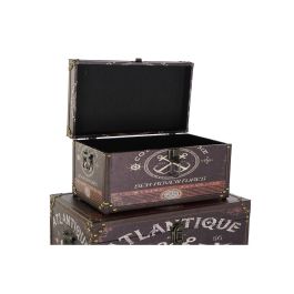 Juego de Cajas Decorativas Home ESPRIT Multicolor Madera Lienzo Juego de Cajas Decorativas Home ESPRIT Multicolor Madera Lienzo