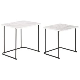 Mesita Auxiliar Moderno DKD Home Decor Blanco Negro 43 x 49 x 51 cm Set de 2