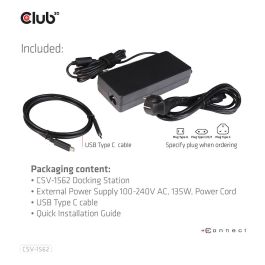 Club3D CSV-1562 Docking Station USB-C a 6xUSB3/2xDP/HDMI/LAN/Audio 4K Charging