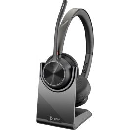 Poly 77Z31AA Auriculares Inalámbricos Voyager 4320 con Adaptador BT700, Base de Carga y Micrófono. Bluetooth. 24h Autonomía, Alcance 50m. Negro