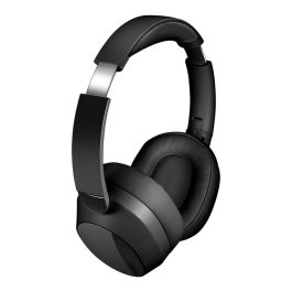 Auriculares plegables negros con bluetooth 6.0, cancelación activa del ruido y micrófono