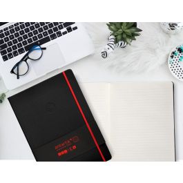 Cuaderno Con Gomilla Antartik Notes Tapa Dura A4 Hojas Rayas Negro Y Rojo 100 Hojas 80 gr Fsc