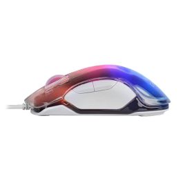 Mars Gaming Ratón Óptico MMGLOWW, Ratón Gaming Ultraligero con Iluminación RGB Chroma-Glow y 12800 DPI, Blanco