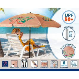 Atosa Sombrilla de Playa Reclinable de Aluminio, UPF 50+, Rosa, 200 cm