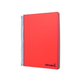 Cuaderno Espiral Liderpapel A5 Micro Wonder Tapa Plastico 120H 90 gr Cuadro 5 mm 5 Bandas 6 Taladros Color Rojo