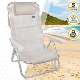 Silla playa aluminio plegable 5 posiciones 48x46x84 cm con cojin mas asa. Silla playa aluminio plegable 5 posiciones 48x46x84 cm con cojin mas asa.